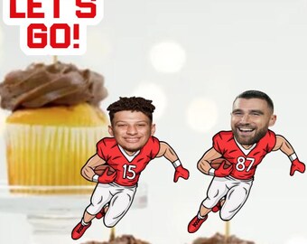 Kansas City Football cupcake toppers, appetizer picks, 12 assorted picks READY TO SHIP!