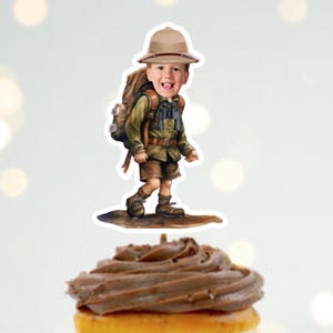 Personalized Safari Face Cupcake Toppers (Digital Image)