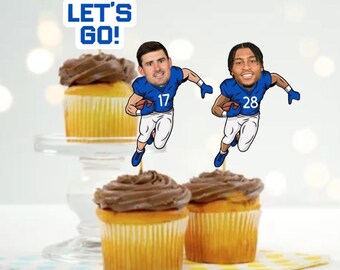 Indianapolis Football Cupcake Toppers: Team Party Picks - Set of 12