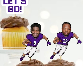 Baltimore Football Cupcake Toppers: Baltimore Team Party Picks - Set of 12