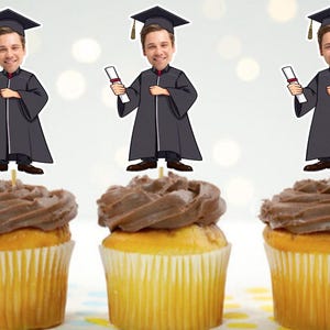 Personalized Graduation Cupcake Toppers: Photo, Set of 12