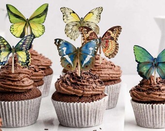 Butterfly Cupcake Toppers: Woodland Party Picks, Set of 12