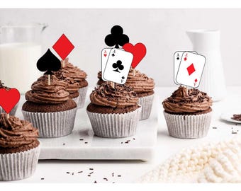 Playing Card Cupcake Toppers: Game Night Appetizer Picks, Set of 12
