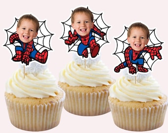 Personalized Spidey Cupcake Toppers: Superhero Party (Digital Image)
