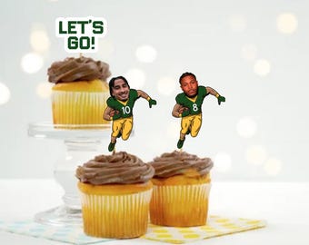 Greenbay Football Cupcake Toppers: Wisconsin Team Party Picks - Set of 12