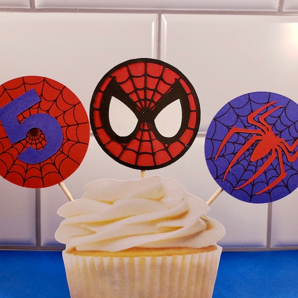 Spiderman Cupcake Toppers Etsy