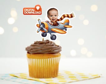 Custom Photo Pilot Cupcake Toppers: Milestone Celebration (Digital Download)