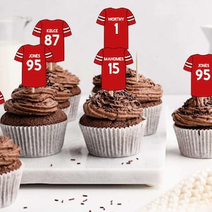 Personalized Football Jersey Cupcake Toppers: Team Party Picks