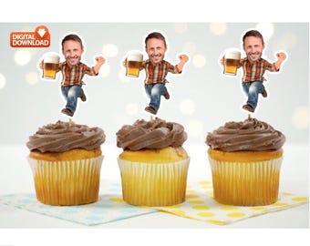 Custom Beer Lover Birthday Cupcake Topper (Digital Download)