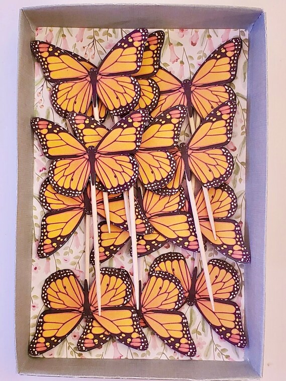 Buy Realistic Monarch Butterfly Cupcake Topper or Appetizer Picks, Set of  12, Perfect for Spring or Summer Online in India 