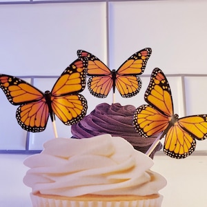 Monarch Butterfly Cupcake Toppers: Spring & Summer Party Picks (Set of 12)