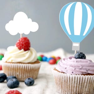 Hot Air Balloon Cupcake Toppers: Baby Shower Decorations