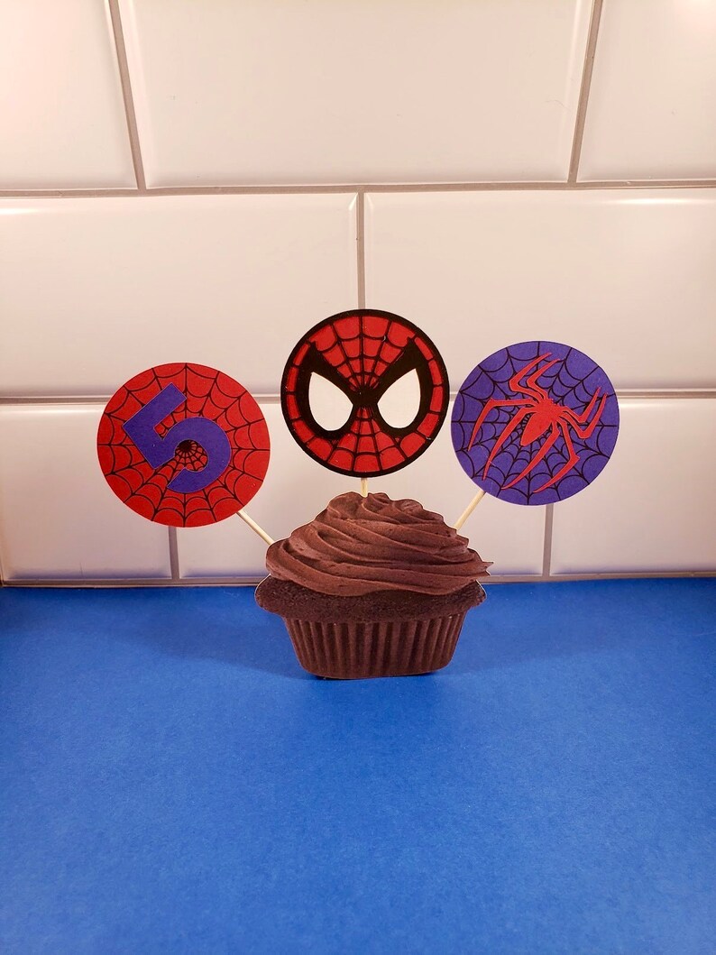 Spiderman Cupcake Toppers. Personalized With Child's Age. Etsy