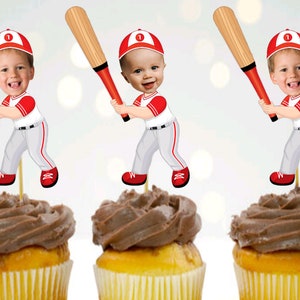 Custom Photo Baseball Cupcake Toppers: Personalized Party Decor