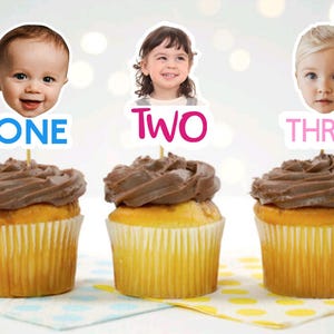Custom Face Cupcake Toppers: Birthday Party Decorations (Set of 12)