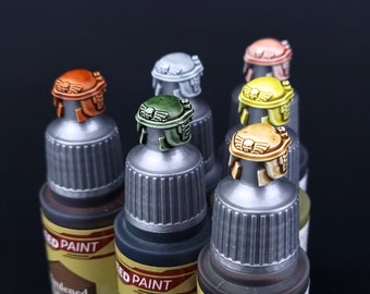 Color Swatch Toppers for Dropper Bottle Miniature Paints - 3D Printed - Guard Helmet