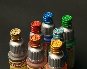 Color Swatch Toppers for Dropper Bottle Miniature Paints - 3D Printed - Coin Stack