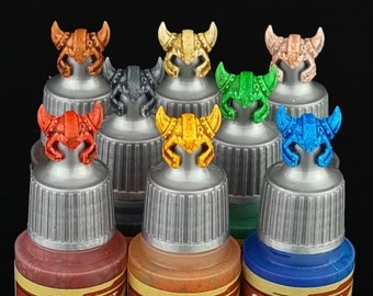 Color Swatch Toppers for Dropper Bottle Miniature Paints - 3D Printed - Horny Helmet