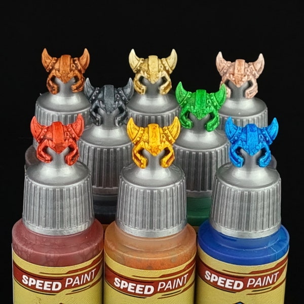 Color Swatch Toppers for Dropper Bottle Miniature Paints - 3D Printed - Horny Helmet