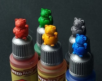 3D Printed - NEKO - Color Swatch Toppers for Dropper Bottle Miniature Paints