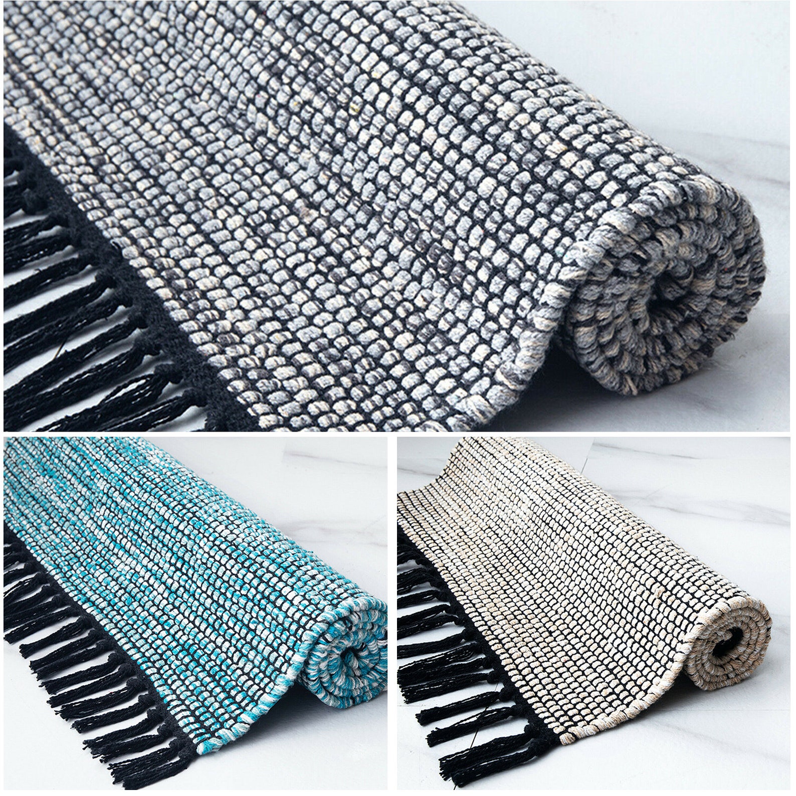 Handmade Cotton Rugs Bohemian Style Small Area Rag Rug, Floor Mats ...