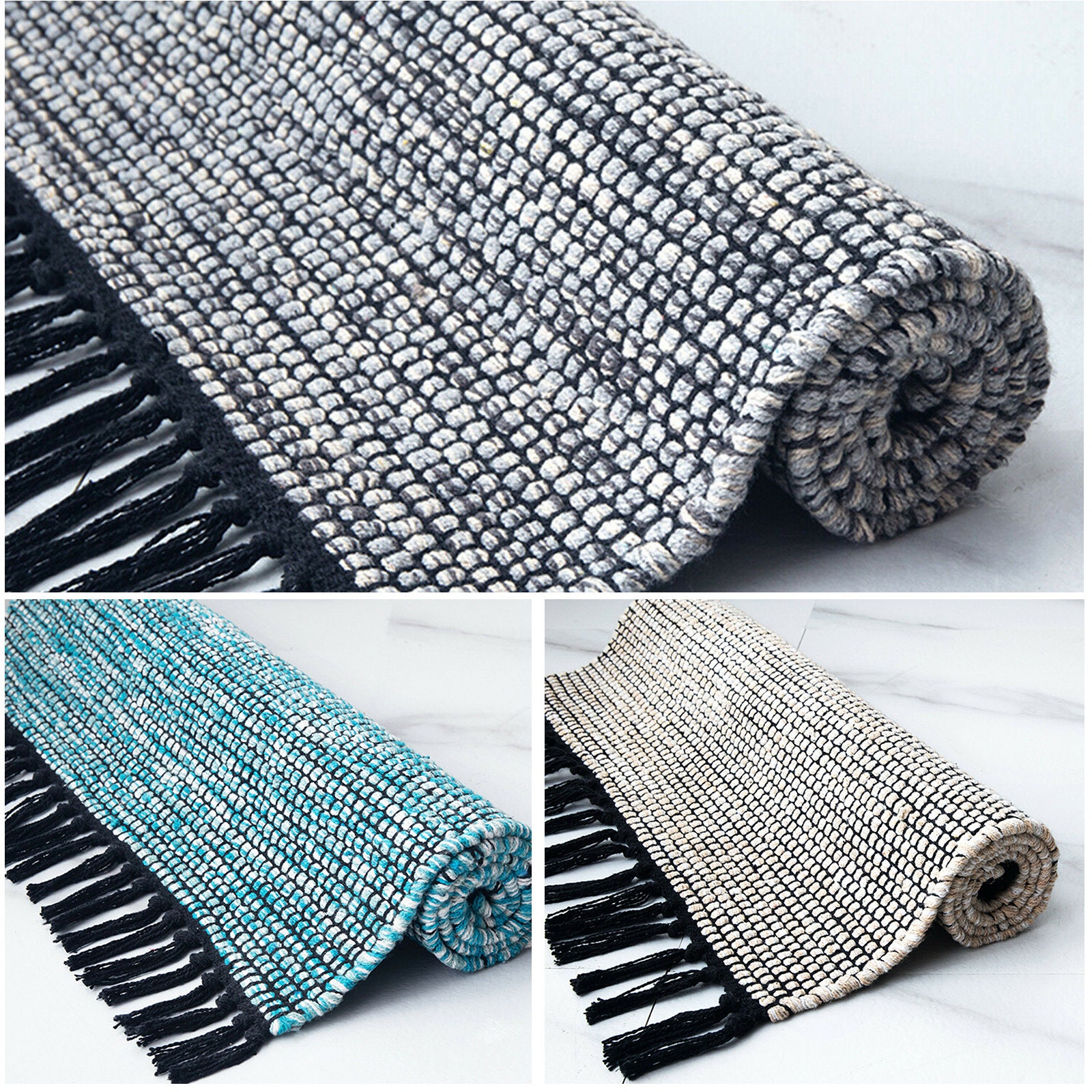 Handmade Cotton Rugs Bohemian Style Small Area Rag Rug Floor | Etsy UK
