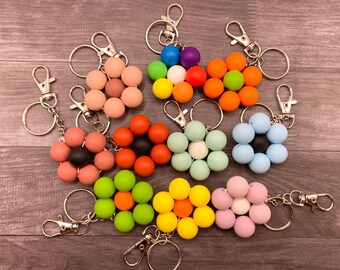Llaveros de flores de silicona hechos a mano