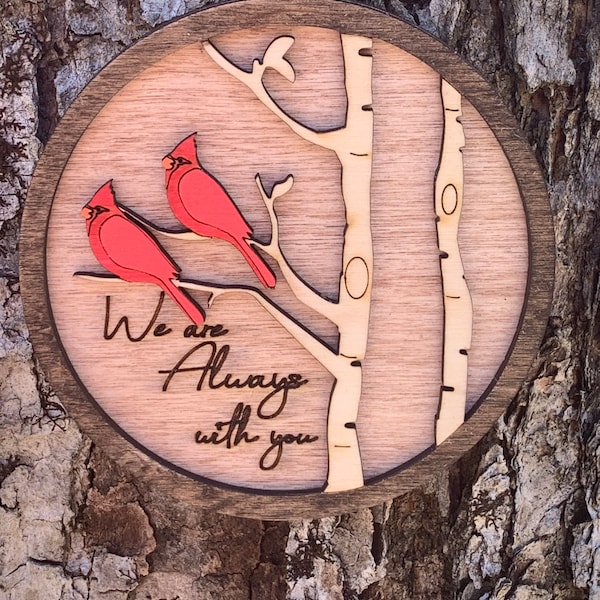 Double Cardinal Memorial Ornament, Two Cardinal Ornament, Gift of Remembrance