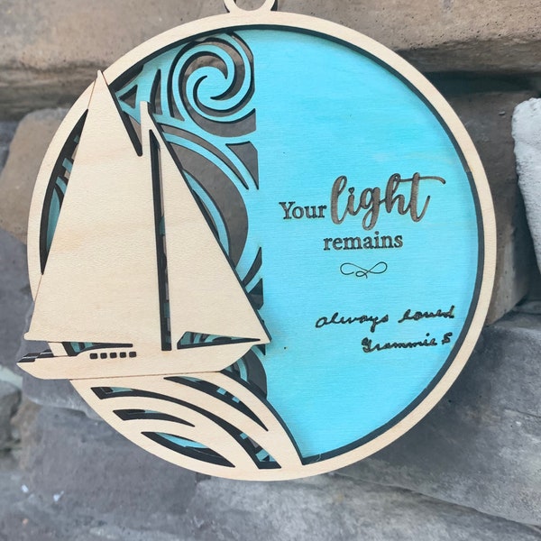 Nautical Ship Memorial Ornament, Personalized, Your Light Remains