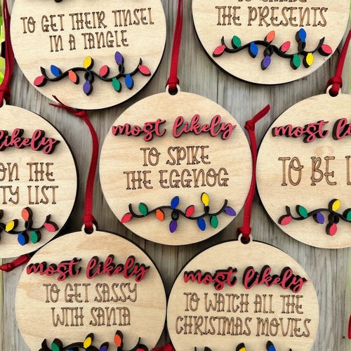 Most Likely To, Funny Christmas Ornaments, Family, Coworker, Friend Ornaments
