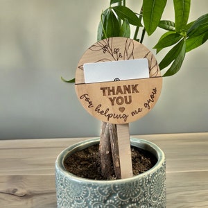 Portatarjetas de regalo con forma de estaca para plantas, gracias por ayudarme a crecer, regalo para maestros, día de la madre, niñera, guardería, niñera