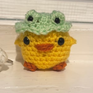 CROCHET DUCK with a FROG hat