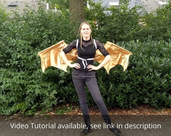 Ailes de dragon mobiles - Patron de couture PDF - Petit type « Wyvern » - Téléchargement numérique pour une housse qui s'adapte au cadre d'aile articulé « Small sideways »