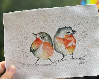 Robin Postcard - Festive Christmas Bird - Holiday Card - Botanical Xmas Illustrated Art Card