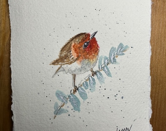 Hand-Painted Robin Watercolour Card | A5/A6 Seasons Greeting