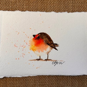 鳥 | オリジナル手描き水彩壁アート | ハンドメイド | ロビン