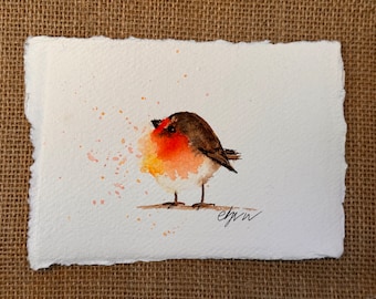 Bird | Original Hand Painted Watercolour wall art | Handmade | Robin