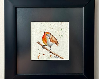 Handmade Robin Watercolor Christmas Card | A5 A6