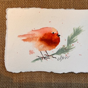 Oiseau | Art mural original peint à la main à l'aquarelle | Fait à la main | Rouge-gorge