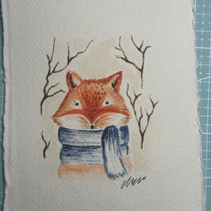 Renard | Art mural original aquarelle peint à la main | Fait main| Renard