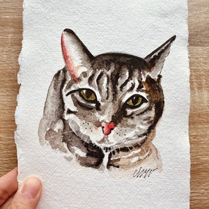 Cat | Watercolour wall art | Handmade Cat lover | Original hand-painted watercolor card | Birthday, occasion card | Feline card
