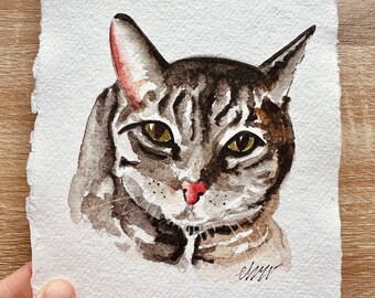 Hand-Painted Watercolor Cat Card | Handmade Feline Art