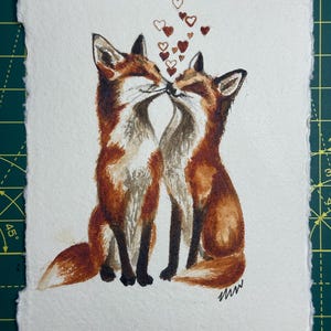 Valentinstag Karte, Fuchs Liebe illustriert Grußkarte, Fuchs Valentinstag, Fuchs Jahrestag Karte, Fuchs Hochzeitskarte