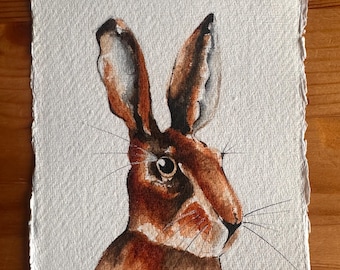 Hand-Painted Rabbit Watercolor Card | Original Art (A5/A6)