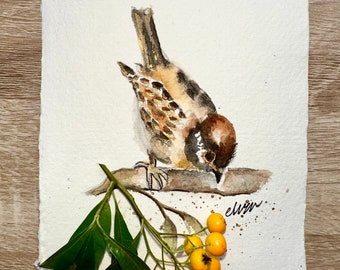 Hand-Painted Robin Watercolour Card | Christmas Bird Art