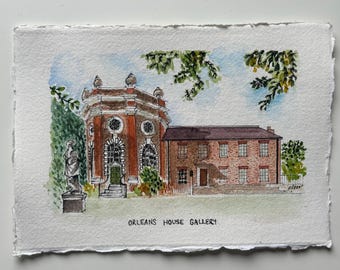 Orleans House Gallery Watercolor Art | Handmade English Heritage Card