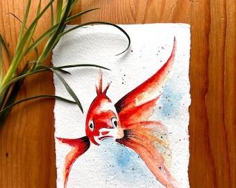 Hand Painted Koi Fish Watercolour Card | Animal Lover Gift