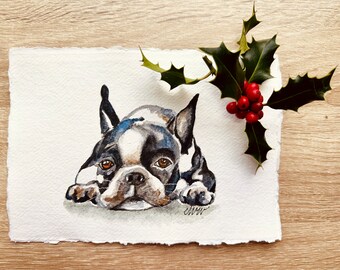 Handmade Bulldog Watercolor Card | A5 A6 Birthday Occasion Card
