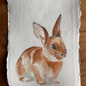 Cartão de Páscoa Hoppy - Cartão de felicitações ilustrado em aquarela de coelhinho