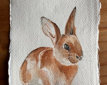 Hoppy Easter Card - Bunny Rabbit Illustrated Watercolour Greeting Card